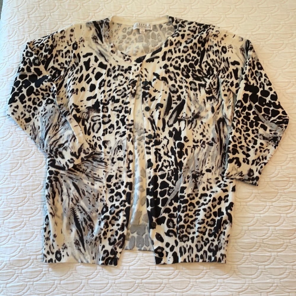 Animal Print 3/4 Sleeve Cardigan